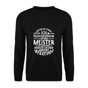 KFZ-Meister Zimmermeister Tischlermeister Bäckerme - Unisex Pullover - Schwarz - Vorne - Alina (178cm) & Michal (187cm)