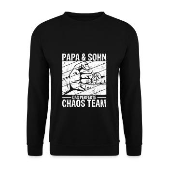 Papa & Sohn Das Perfekte Chaos Team - Vatertag Bes - Unisex Pullover - Schwarz - Vorne - Alina (178cm) & Michal (187cm)