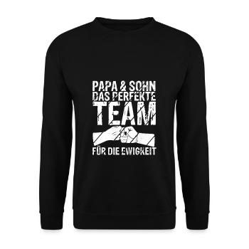 Papa & Sohn Das Perfekte Chaos Team Für Die Ewigke - Unisex Pullover - Schwarz - Vorne - Alina (178cm) & Michal (187cm)