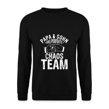 Papa & Sohn Das Perfekte Chaos Team - Vatertag Bes - Unisex Pullover - Schwarz - Vorne - Alina (178cm) & Michal (187cm)