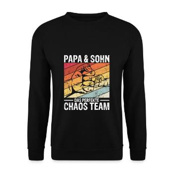 Papa & Sohn Das Perfekte Chaos Team - Vatertag Bes - Unisex Pullover - Schwarz - Vorne - Alina (178cm) & Michal (187cm)