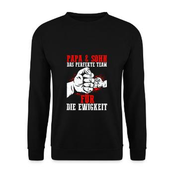 Papa & Sohn Das Perfekte Chaos Team Für Die Ewigke - Unisex Pullover - Schwarz - Vorne - Alina (178cm) & Michal (187cm)