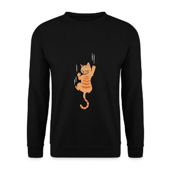 Katze Rutscht Ab - Katzenkrallen Katzen Fans Liebh - Unisex Pullover - Schwarz - Vorne - Alina (178cm) & Michal (187cm)