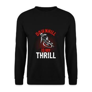 DOWNHILL IS MY THRILL - Bikelovers Mountainbike Ad - Unisex Pullover - Schwarz - Vorne - Alina (178cm) & Michal (187cm)