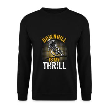 DOWNHILL IS MY THRILL - Outdoor Bikelovers Mountai - Unisex Pullover - Schwarz - Vorne - Alina (178cm) & Michal (187cm)