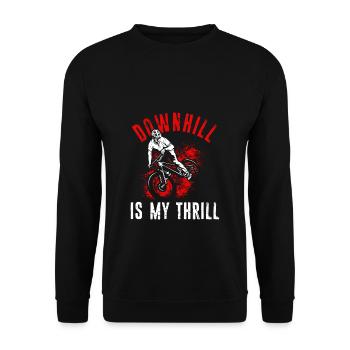 DOWNHILL IS MY THRILL - Fahrrad Motorsport Adrena - Unisex Pullover - Schwarz - Vorne - Alina (178cm) & Michal (187cm)