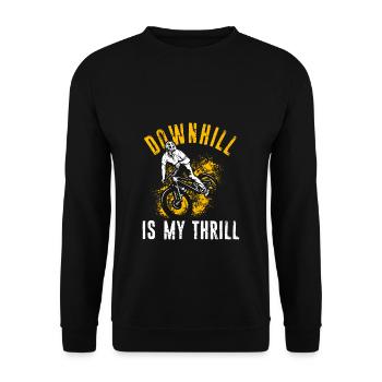 DOWNHILL IS MY THRILL - Hobbybiker Mountainbike Ou - Unisex Pullover - Schwarz - Vorne - Alina (178cm) & Michal (187cm)