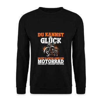 Motorradfans Glückskauf Sportfan Motorradliebhaber - Unisex Pullover - Schwarz - Vorne - Alina (178cm) & Michal (187cm)