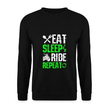 EAT SLEEP RIDE REPEAT - Radsport Rotuine perfekte - Unisex Pullover - Schwarz - Vorne - Alina (178cm) & Michal (187cm)