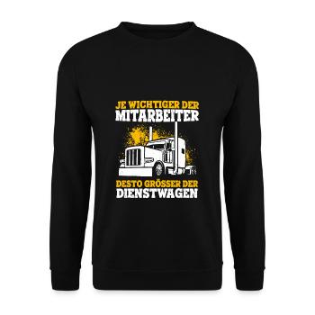 Trucker LKW bester Mitarbeiter Lastkraftwagenfahre - Unisex Pullover - Schwarz - Vorne - Alina (178cm) & Michal (187cm)
