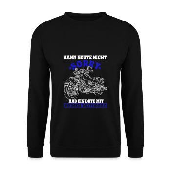 Hobbybiker Motorrad Date Outdoor Sportfan Motorrad - Unisex Pullover - Schwarz - Vorne - Alina (178cm) & Michal (187cm)