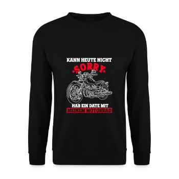 Geschenk Überraschung Motorrad Fahrradfans Hobbybi - Unisex Pullover - Schwarz - Vorne - Alina (178cm) & Michal (187cm)
