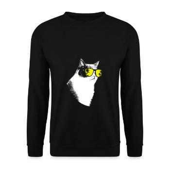 Katze Sonnenbrille Party Kätzchen Katzenliebe Katz - Unisex Pullover - Schwarz - Vorne - Alina (178cm) & Michal (187cm)