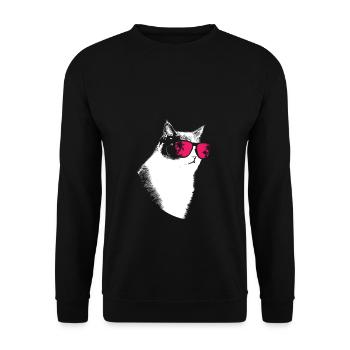 Katze Sonnenbrille Kätzchen Katzenliebe Katzenlieb - Unisex Pullover - Schwarz - Vorne - Alina (178cm) & Michal (187cm)