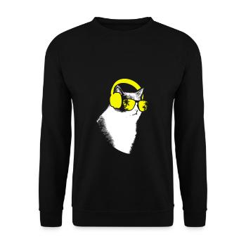Katze Sonnenbrille Kätzchen Katzenliebe Katzenbesi - Unisex Pullover - Schwarz - Vorne - Alina (178cm) & Michal (187cm)