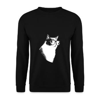 Katze Sonnenbrille Kätzchen Katzenliebe Katzenbesi - Unisex Pullover - Schwarz - Vorne - Alina (178cm) & Michal (187cm)