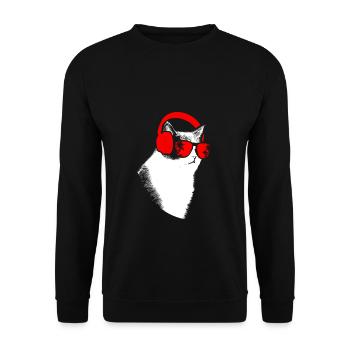 Katze Sonnenbrille Party Kätzchen Katzenliebe Katz - Unisex Pullover - Schwarz - Vorne - Alina (178cm) & Michal (187cm)