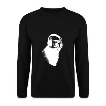 Katze Sonnenbrille Party Kätzchen Katzenliebe Katz - Unisex Pullover - Schwarz - Vorne - Alina (178cm) & Michal (187cm)
