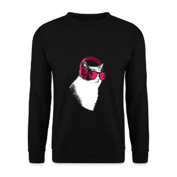 Katze Sonnenbrille Kätzchen Katzenliebe Katzenbesi - Unisex Pullover - Schwarz - Vorne - Alina (178cm) & Michal (187cm)
