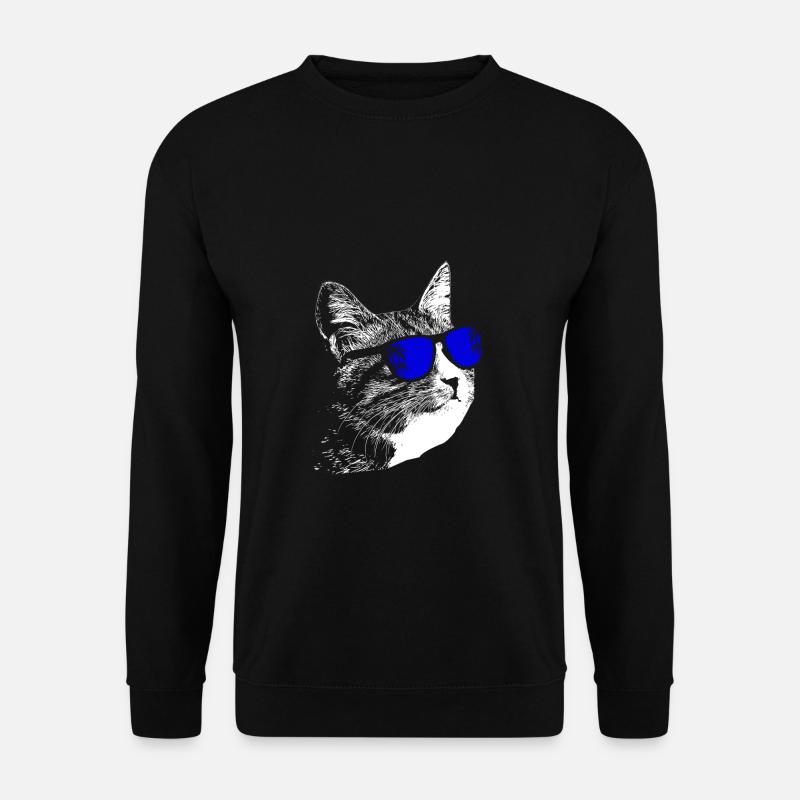 Katze Sonnenbrille Party Kätzchen Katzenliebe Katz - Unisex Pullover - Schwarz