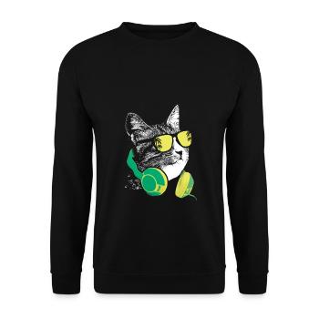 Katze Sonnenbrille Party Kätzchen Katzenliebe Katz - Unisex Pullover - Schwarz - Vorne - Alina (178cm) & Michal (187cm)
