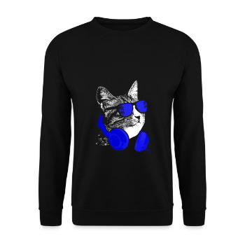 Katze Sonnenbrille Party Kätzchen Katzenliebe Katz - Unisex Pullover - Schwarz - Vorne - Alina (178cm) & Michal (187cm)