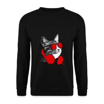 Katze Sonnenbrille Kätzchen Katzenliebe Katzenbesi - Unisex Pullover - Schwarz - Vorne - Alina (178cm) & Michal (187cm)