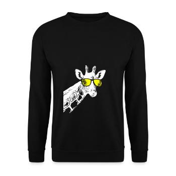 Giraffe Sonnenbrille Party Musik Giraffenliebe Gir - Unisex Pullover - Schwarz - Vorne - Alina (178cm) & Michal (187cm)