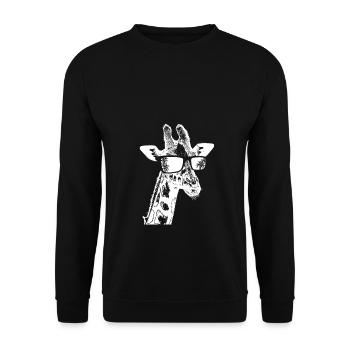 Giraffe Sonnenbrille Party Musik Giraffenliebe Gir - Unisex Pullover - Schwarz - Vorne - Alina (178cm) & Michal (187cm)