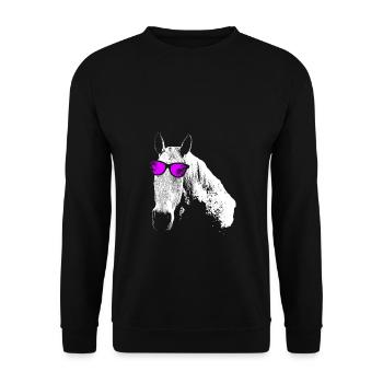 Pferd Sonnenbrille Reiten Urlaub Pferdeliebe Pferd - Unisex Pullover - Schwarz - Vorne - Alina (178cm) & Michal (187cm)