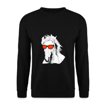 Pferd Sonnenbrille Uralub Reiten Pferdeliebe Pferd - Unisex Pullover - Schwarz - Vorne - Alina (178cm) & Michal (187cm)