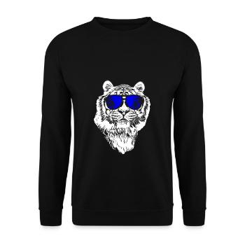 Tiger Sonnenbrille Party Musik Tigerliebe Tigerfan - Unisex Pullover - Schwarz - Vorne - Alina (178cm) & Michal (187cm)