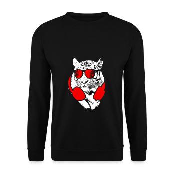 Tiger Sonnenbrille Kopfhörer Festival Musik Fan Ti - Unisex Pullover - Schwarz - Vorne - Alina (178cm) & Michal (187cm)