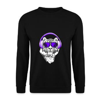 Tiger Sonnenbrille Kopfhörer Party Tigerliebhaber - Unisex Pullover - Schwarz - Vorne - Alina (178cm) & Michal (187cm)