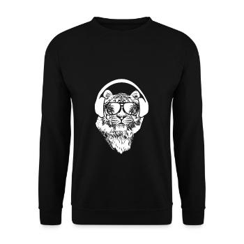 Tiger Sonnenbrille Kopfhörer Festival Musik Fan Ti - Unisex Pullover - Schwarz - Vorne - Alina (178cm) & Michal (187cm)
