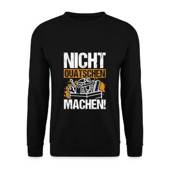 Handwerker Spruch Handwerker Meister Tischler Zimm - Unisex Pullover - Schwarz - Vorne - Alina (178cm) & Michal (187cm)
