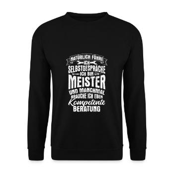 KFZ-Meister Zimmermeister Tischlermeister Bäckerme - Unisex Pullover - Schwarz - Vorne - Alina (178cm) & Michal (187cm)
