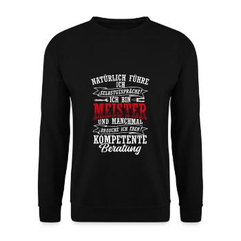 KFZ-Meister Zimmermeister Tischlermeister Bäckerme - Unisex Pullover - Schwarz - Vorne - Alina (178cm) & Michal (187cm)