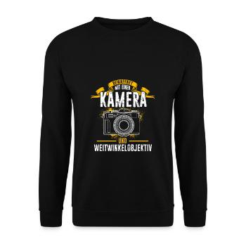 Kamera Fotokamera Kamera Geschenk Fotograf Künstle - Unisex Pullover - Schwarz - Vorne - Alina (178cm) & Michal (187cm)