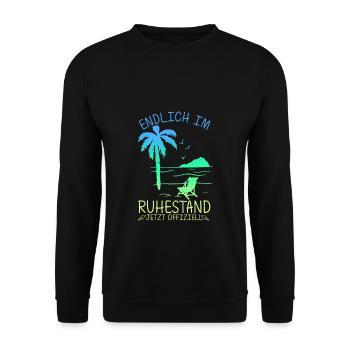 Endlich Im Ruhestand Jetzt Offiziell Rente Geschen - Unisex Pullover - Schwarz - Vorne - Alina (178cm) & Michal (187cm)