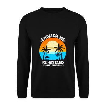 Endlich Im Ruhestand Jetzt Offiziell Rente Opa Oma - Unisex Pullover - Schwarz - Vorne - Alina (178cm) & Michal (187cm)