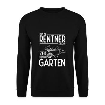 Endlich Rentner! Endlich Zeit Für Den Garten - Gar - Unisex Pullover - Schwarz - Vorne - Alina (178cm) & Michal (187cm)