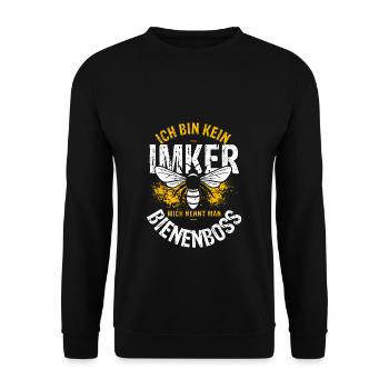 Ich Bin Kein Imker Mich Nennt Man Bienenboss Biene - Unisex Pullover - Schwarz - Vorne - Alina (178cm) & Michal (187cm)
