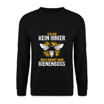 Ich Bin Kein Imker Mich Nennt Man Bienenboss Biene - Unisex Pullover - Schwarz - Vorne - Alina (178cm) & Michal (187cm)