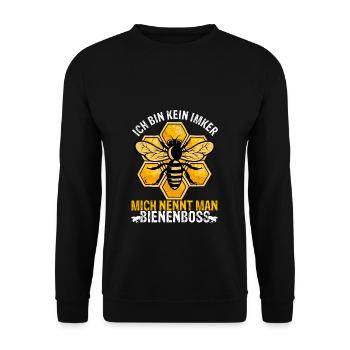 Ich Bin Kein Imker Mich Nennt Man Bienenboss Biene - Unisex Pullover - Schwarz - Vorne - Alina (178cm) & Michal (187cm)