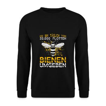 Ich Bin Täglich von 50000 Flotten Bienen Umgeben B - Unisex Pullover - Schwarz - Vorne - Alina (178cm) & Michal (187cm)