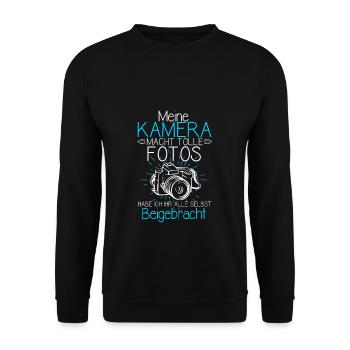 Kamera Fotografie Spruch Kamera Freunde Fotografie - Unisex Pullover - Schwarz - Vorne - Alina (178cm) & Michal (187cm)