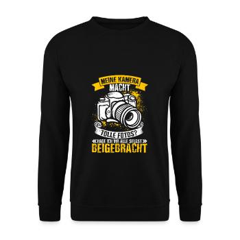 Kamera Fotografie Spruch Lichtbildner Geschenk Fot - Unisex Pullover - Schwarz - Vorne - Alina (178cm) & Michal (187cm)
