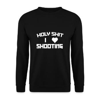 Holy Shit I love Shooting - Unisex Pullover - Schwarz - Vorne - Alina (178cm) & Michal (187cm)