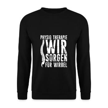 Physio Therapie Wir Sorgen Für Wirbel - Therapeut - Unisex Pullover - Schwarz - Vorne - Alina (178cm) & Michal (187cm)